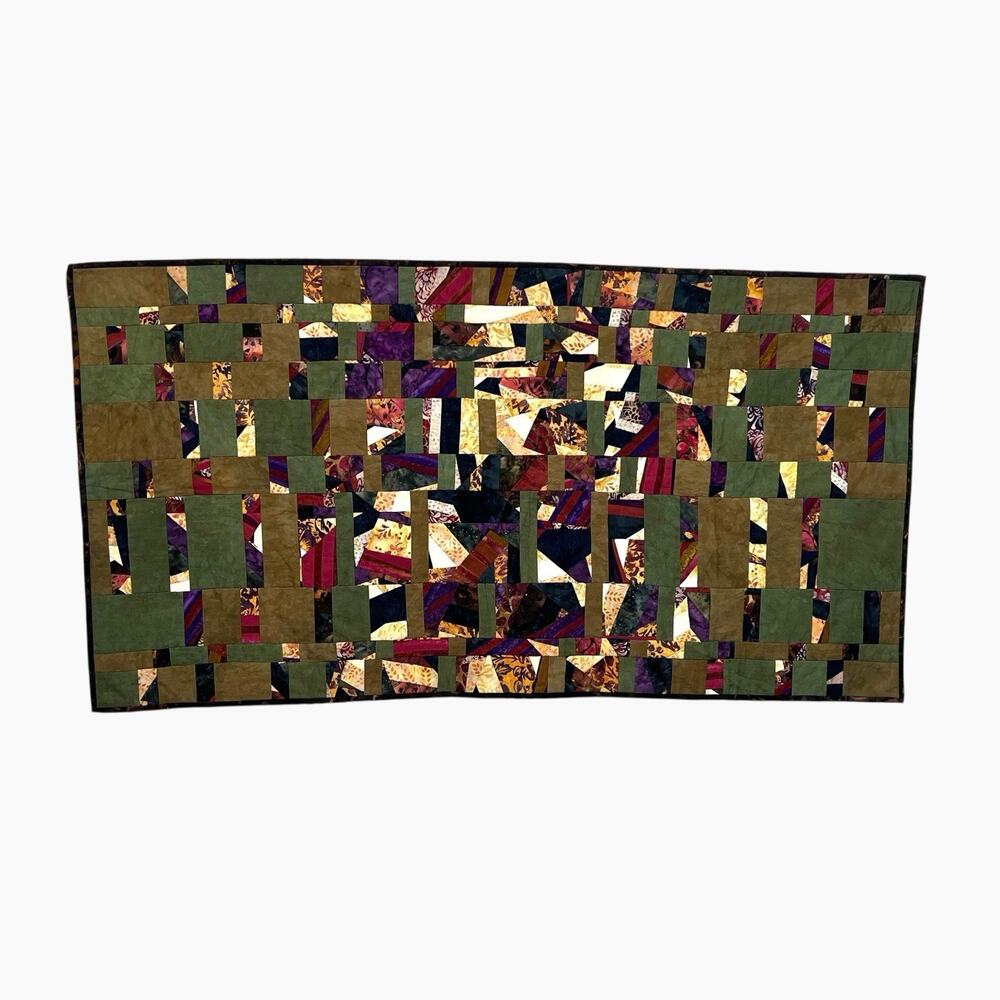 Quilted Fabric Wall Art Hanging Textile Decor Handmade Colorful 43x23 Craftcore